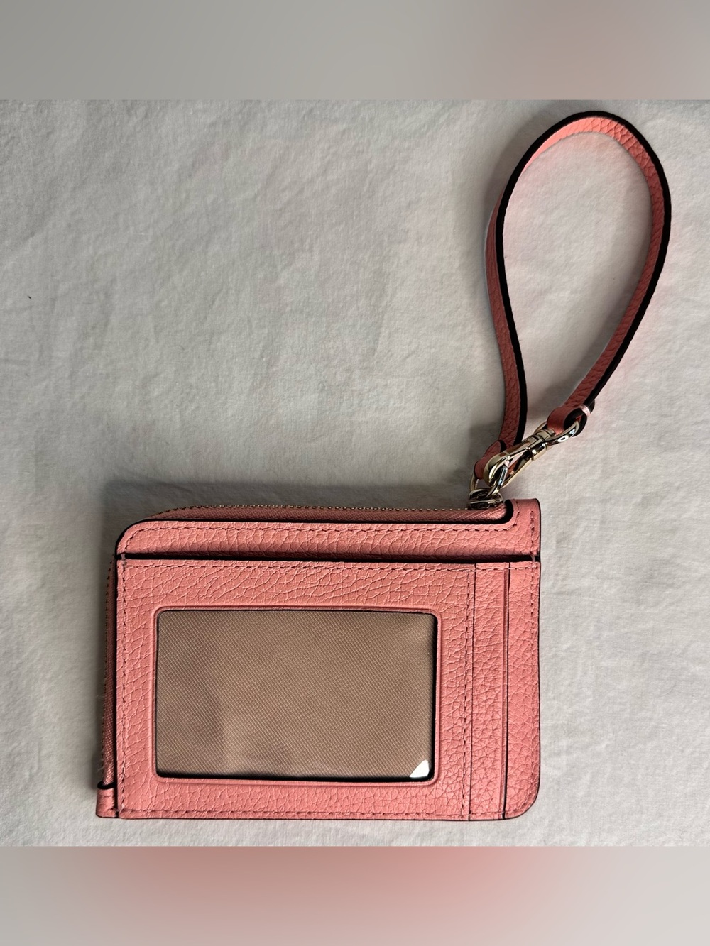 Kate Spade Pink Pebbled so Leather Wristlet Card Case and key ring - Picture 2 of 6